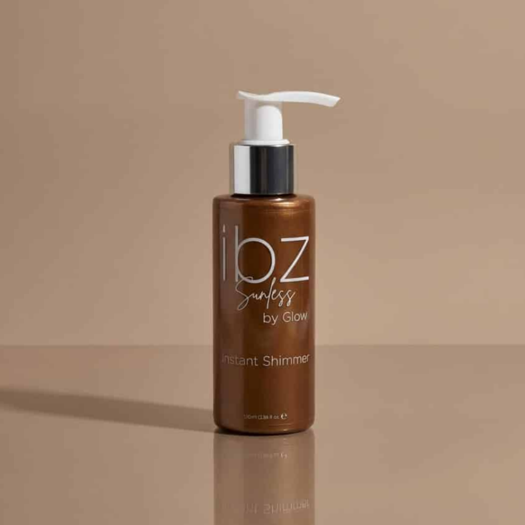 IBZ Sunless Instant Shimmer Lotion 100ml voor subtiele glow op de huid - productabeelding pompflesje