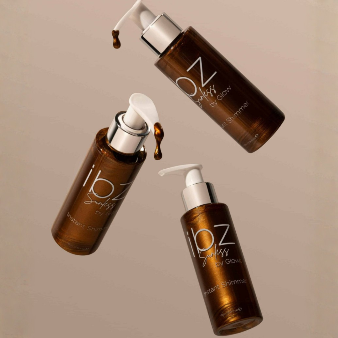 IBZ Sunless Instant Shimmer Lotion verzameling van pompflesjes