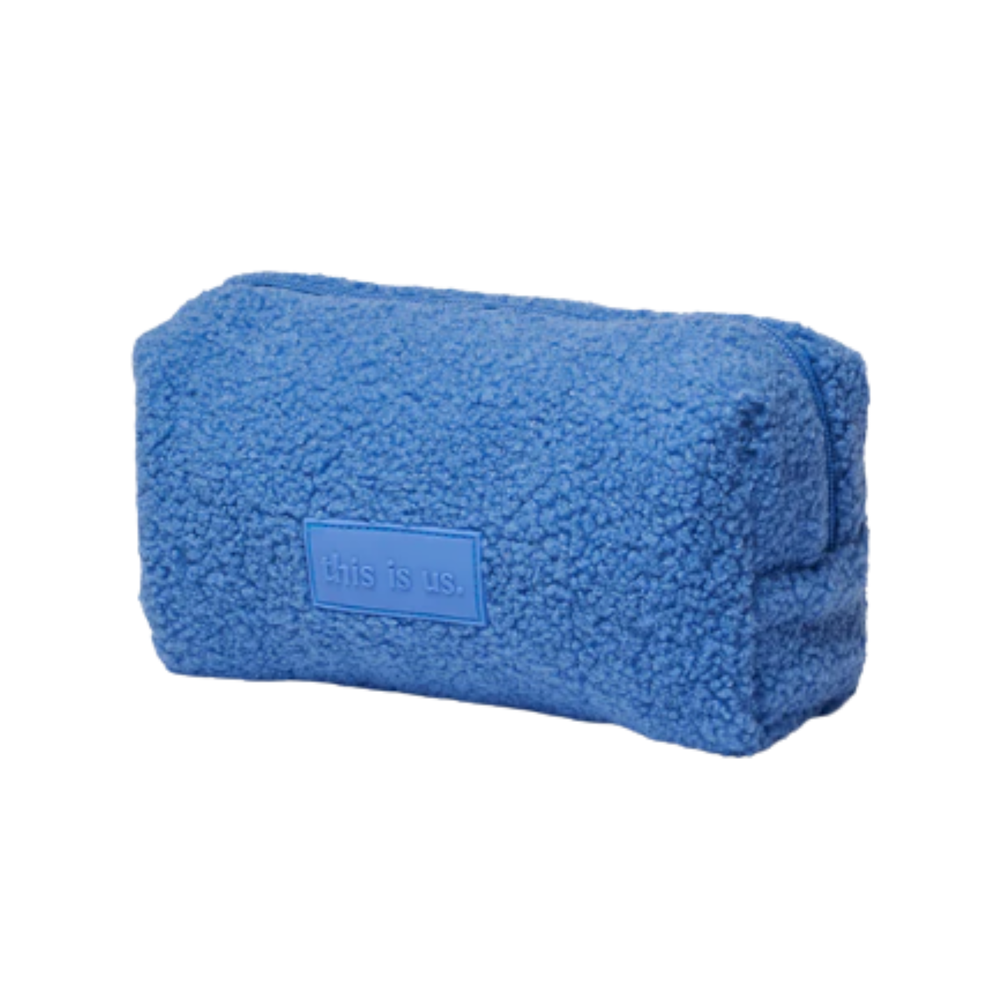 this is us. | Toiletzakje in blauwe teddy