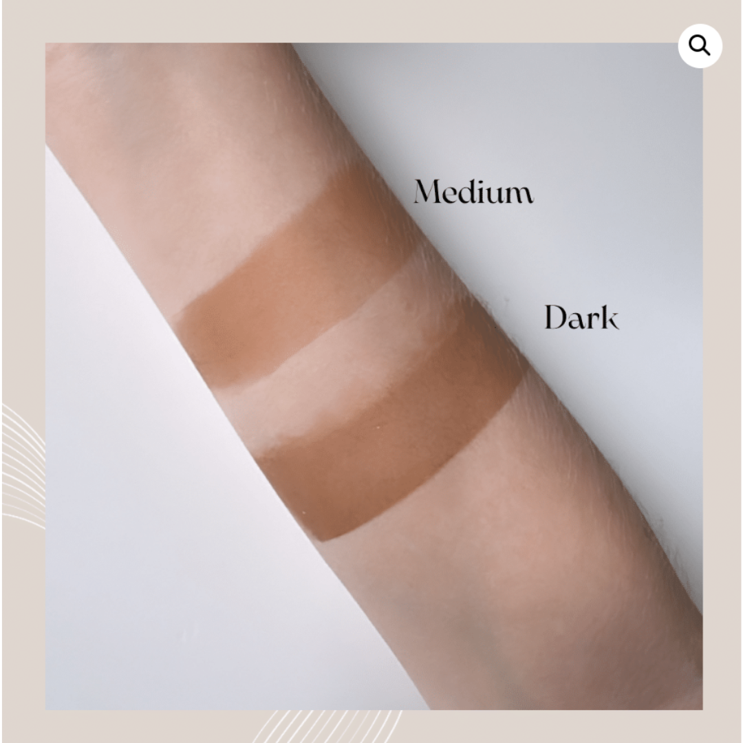 IBZ Sunless by Glow Body Makeup, 2 verschillende tinten op een onderarm aangebracht