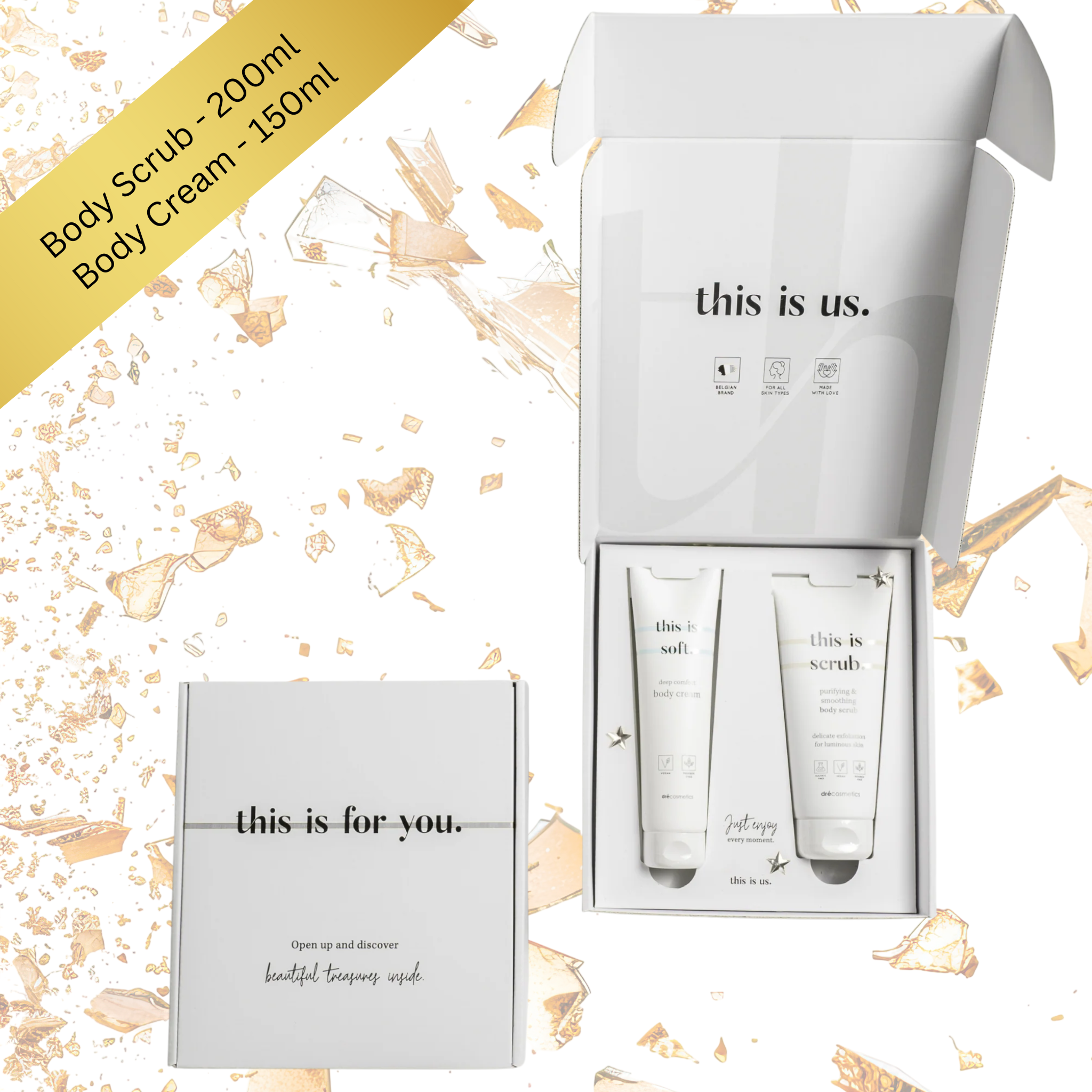 Cadeauset 2 - 'this is us.'  body cream+body scrub