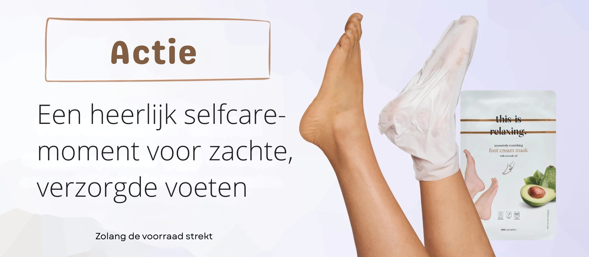 Actiebanner met gratis voetmasker cadeau bij bestellingen vanaf 25 euro